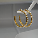 Pearl Waning Crescent Hoops