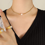 Dainty Freshwater Pearl Cuban Chain Choker Necklace