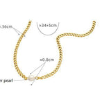 Dainty Freshwater Pearl Cuban Chain Choker Necklace