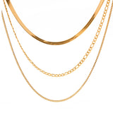 Triple Layered Herringbone 18k Gold Necklace