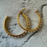Pearl Waning Crescent Hoops