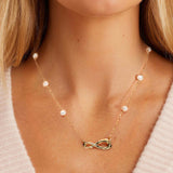 925 Silver Dainty Pearl Infinity Necklace