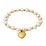 Pearl Heart Charm Bracelet