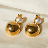 Golden Glow Pearl Drop Earrings