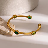 Golden Gemstone Cuff Bracelet